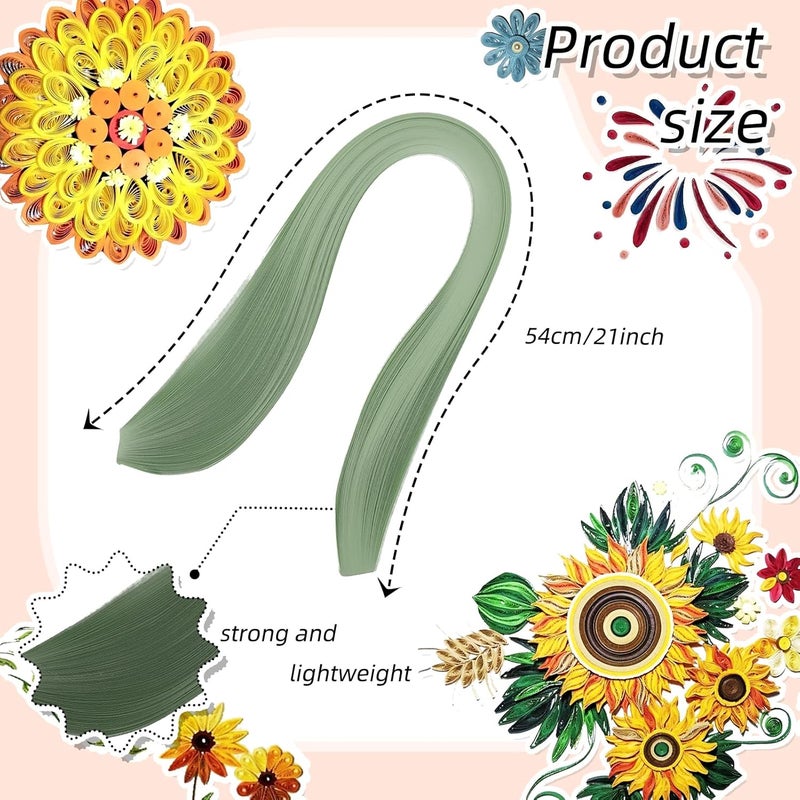 silllule 360Pcs Paper Quilling Strips 3mm (1/8inch) Width 54cm (21inch) Length Strips Quilling Art Paper, Single Color Quilling Strips Paper for Art,Parper Craft Decorating,Paper Hand Craft (Light Green) - Image 2